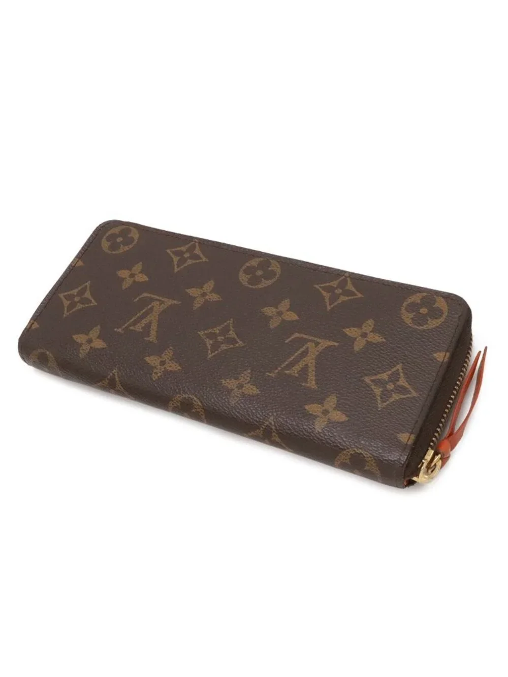Louis Vuitton Monogram Portefeuille Clemence Zip Around Wallet Piment Orange